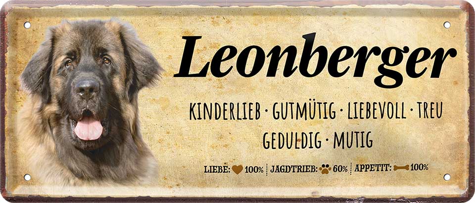 4252024224382 Schilderstore24 Schilderstore24 Blechschilder sind perfekt als Geschenk zu Weihnachten, Geburtstage, Feiern, Partys, Grillabende, Namenstag, Feiertag, Mädelsabend, Hochzeit. Jederzeit stilvoll im Wohnzimmer, Partykeller, Garage, Praxis, Büro, Café, Hauseingang Haustier Tier Freund knuddelig Zuhause Katze Hund Hamster Meerschwein haustier	 ''Leonberger''		28x12cm