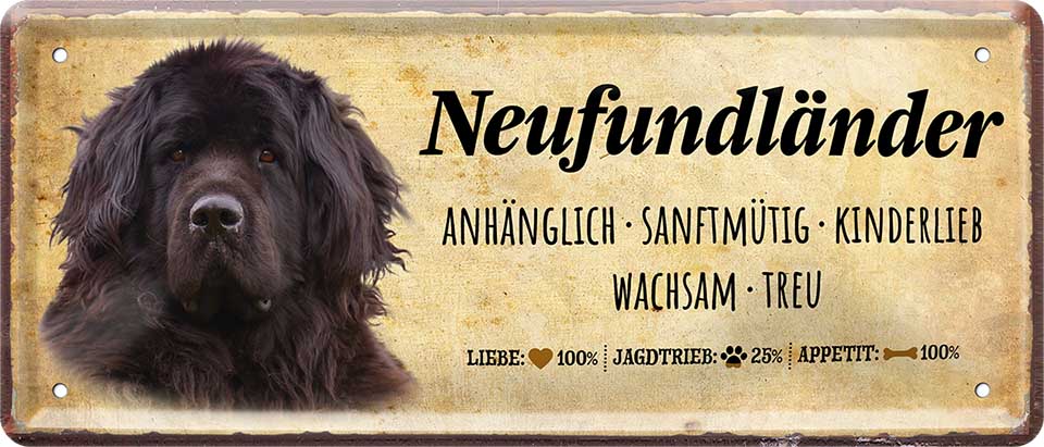 4252024224429 Schilderstore24 Schilderstore24 Blechschilder sind perfekt als Geschenk zu Weihnachten, Geburtstage, Feiern, Partys, Grillabende, Namenstag, Feiertag, Mädelsabend, Hochzeit. Jederzeit stilvoll im Wohnzimmer, Partykeller, Garage, Praxis, Büro, Café, Hauseingang Haustier Tier Freund knuddelig Zuhause Katze Hund Hamster Meerschwein haustier	 ''Neufundländer''		28x12cm