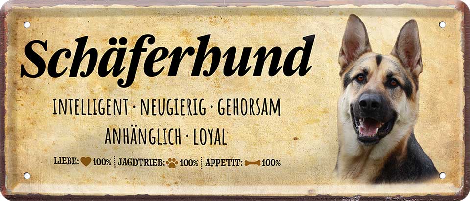 4252024224504 Schilderstore24 Schilderstore24 Blechschilder sind perfekt als Geschenk zu Weihnachten, Geburtstage, Feiern, Partys, Grillabende, Namenstag, Feiertag, Mädelsabend, Hochzeit. Jederzeit stilvoll im Wohnzimmer, Partykeller, Garage, Praxis, Büro, Café, Hauseingang Haustier Tier Freund knuddelig Zuhause Katze Hund Hamster Meerschwein haustier	 ''Schäferhund''		28x12cm