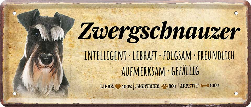 4252024224610 Schilderstore24 Schilderstore24 Blechschilder sind perfekt als Geschenk zu Weihnachten, Geburtstage, Feiern, Partys, Grillabende, Namenstag, Feiertag, Mädelsabend, Hochzeit. Jederzeit stilvoll im Wohnzimmer, Partykeller, Garage, Praxis, Büro, Café, Hauseingang Haustier Tier Freund knuddelig Zuhause Katze Hund Hamster Meerschwein haustier	 ''Zwergschnauzer''		28x12cm