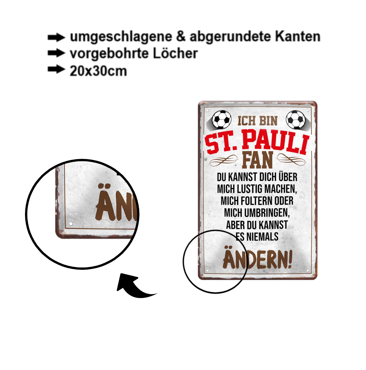 Blechschild ''Pauli Fan ´20'' 20x30cm