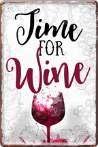 4252024213560	Schilderstore24 	 ''Time for Wine''Schilderstore24 Blechschilder sind perfekt als Geschenk zu Weihnachten, Geburtstage, Feiern, Partys, Grillabende, Namenstag, Feiertag, Mädelsabend, Hochzeit. Jederzeit stilvoll im Wohnzimmer, Partykeller, Garage, Praxis, Büro, Café, Hauseingang Alkohol Cocktail Bier Sekt Getränk Bier Alkohol schnaps promille tequila   