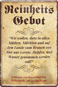 4252024213102 Schilderstore24 Schilderstore24 Blechschilder sind perfekt als Geschenk zu Weihnachten, Geburtstage, Feiern, Partys, Grillabende, Namenstag, Feiertag, Mädelsabend, Hochzeit. Jederzeit stilvoll im Wohnzimmer, Partykeller, Garage, Praxis, Büro, Café, Hauseingang Alkohol Cocktail Bier Sekt Getränk Bier Alkohol schnaps promille tequila   	 ''Reinheitsgebot (beiger Hintergrund)''		20x30cm