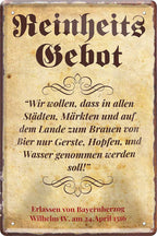 4252024213102 Schilderstore24 Schilderstore24 Blechschilder sind perfekt als Geschenk zu Weihnachten, Geburtstage, Feiern, Partys, Grillabende, Namenstag, Feiertag, Mädelsabend, Hochzeit. Jederzeit stilvoll im Wohnzimmer, Partykeller, Garage, Praxis, Büro, Café, Hauseingang Alkohol Cocktail Bier Sekt Getränk Bier Alkohol schnaps promille tequila   	 ''Reinheitsgebot (beiger Hintergrund)''		20x30cm