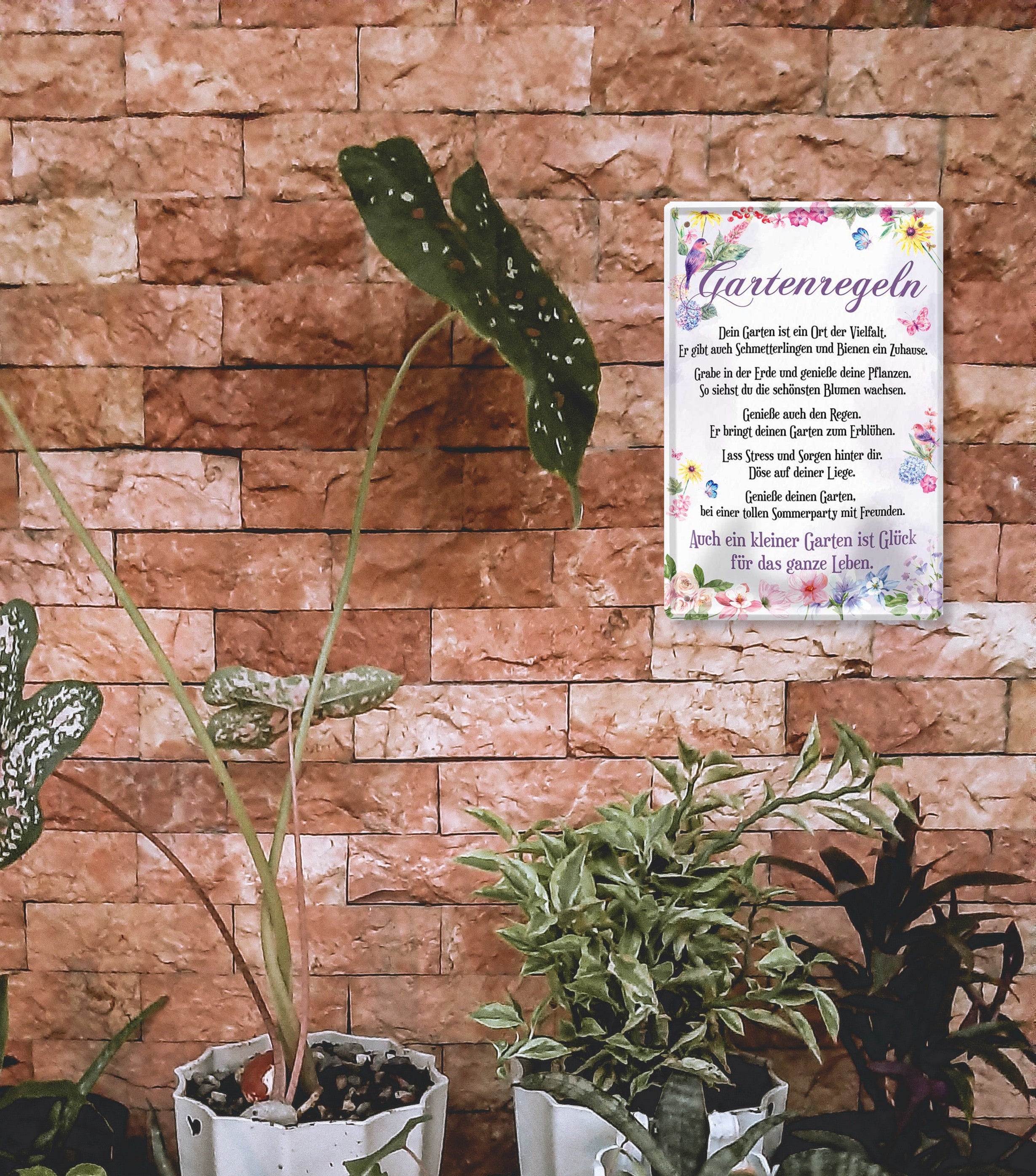 Blechschild ''Gartenregeln. Dein garten ist ein Ort der Vielfalt'' 20x30cm