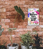 Blechschild ''Wo Blumen blühen lächelt die Welt (Blumen kreisförmig)'' 20x30cm