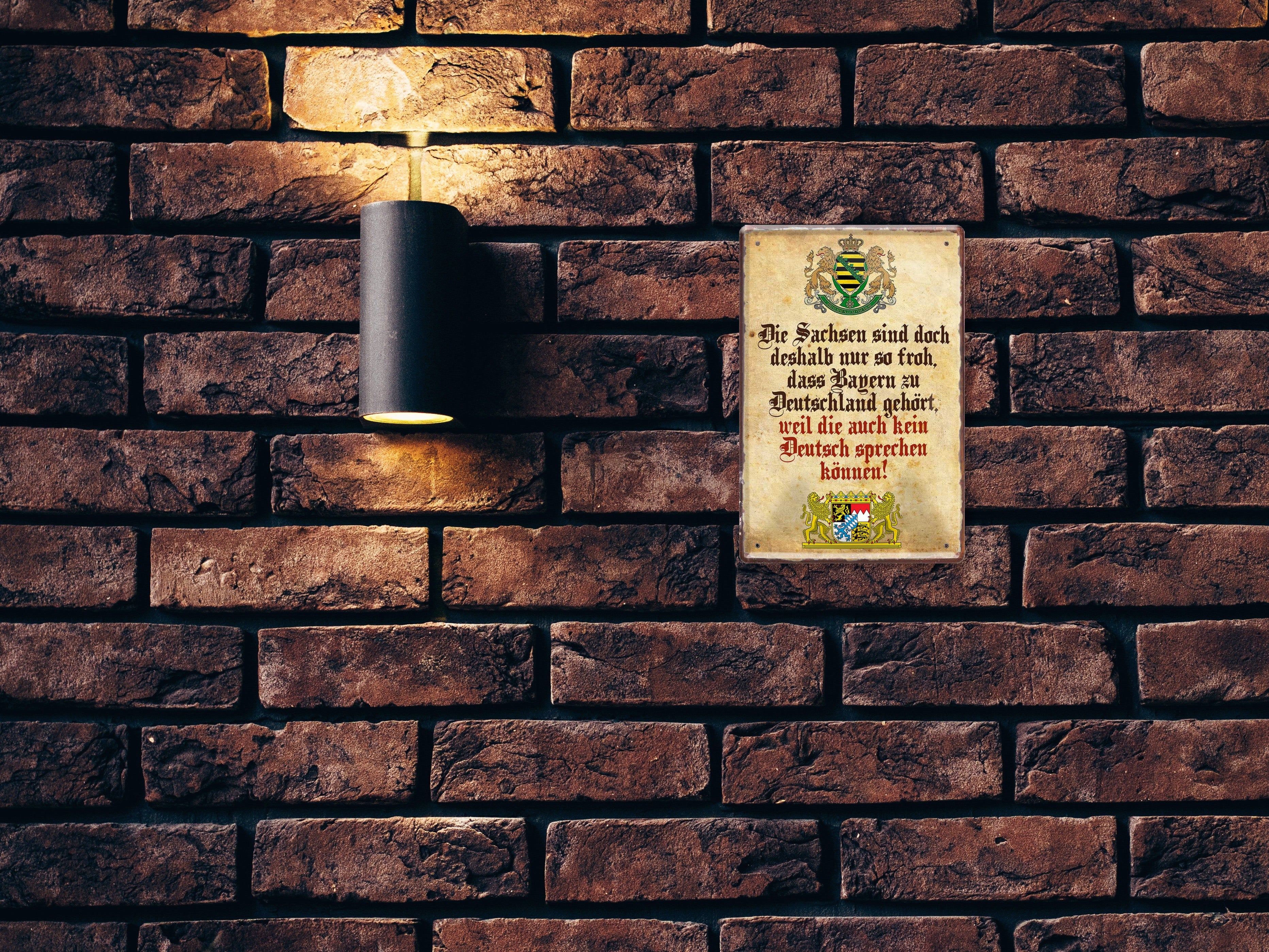 Blechschild ''Die Sachsen sind doch deshalb nur so froh,..'' 20x30cm