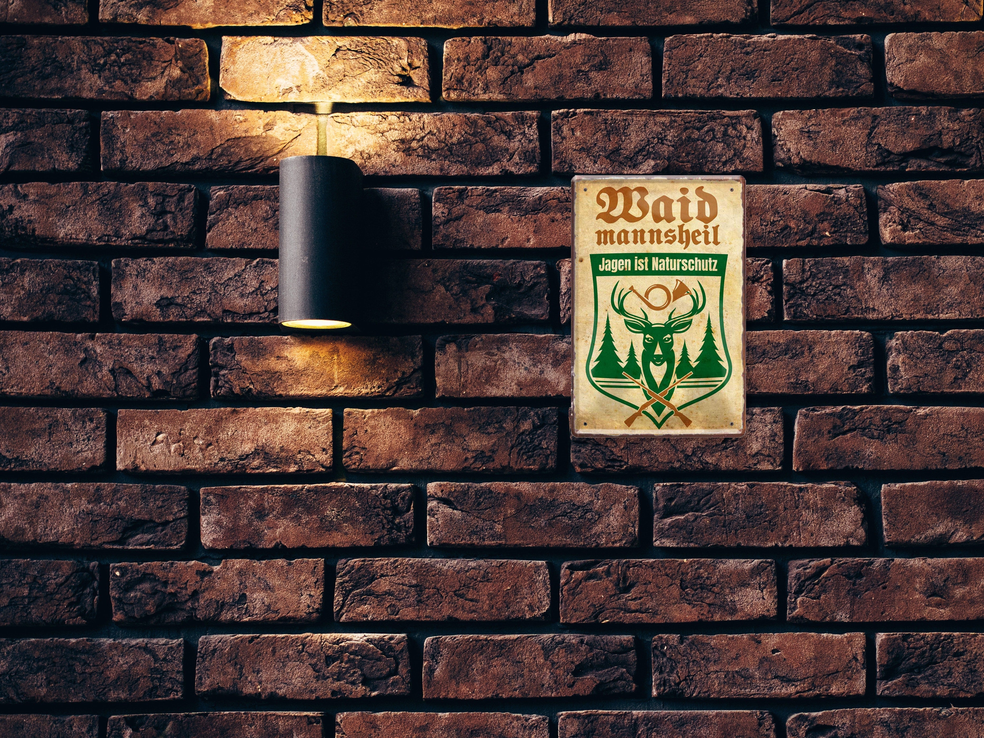 Blechschild ''Waidmannsheil (Wappen Hirsch Tannen)'' 20x30cm