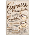 4252024215861 Schilderstore24 	Schilderstore24 Blechschilder sind perfekt als Geschenk zu Weihnachten, Geburtstage, Feiern, Partys, Grillabende, Namenstag, Feiertag, Mädelsabend, Hochzeit. Jederzeit stilvoll im Wohnzimmer, Partykeller, Garage, Praxis, Büro, Café, Hauseingang Lebensmittel Kaffee Kuchen Tee Grill crepes teigware süßigkeit essen grill wurst ''Espresso Macchiate''		20x30cm