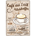4252024215786 Schilderstore24 	Schilderstore24 Blechschilder sind perfekt als Geschenk zu Weihnachten, Geburtstage, Feiern, Partys, Grillabende, Namenstag, Feiertag, Mädelsabend, Hochzeit. Jederzeit stilvoll im Wohnzimmer, Partykeller, Garage, Praxis, Büro, Café, Hauseingang Lebensmittel Kaffee Kuchen Tee Grill crepes teigware süßigkeit essen grill wurst ''Cafe au Lait Milchkaffee''		20x30cm