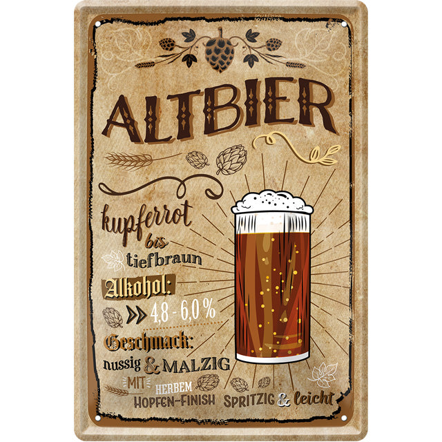 4252024214130 Schilderstore24 Schilderstore24 Blechschilder sind perfekt als Geschenk zu Weihnachten, Geburtstage, Feiern, Partys, Grillabende, Namenstag, Feiertag, Mädelsabend, Hochzeit. Jederzeit stilvoll im Wohnzimmer, Partykeller, Garage, Praxis, Büro, Café, Hauseingang Alkohol Kasten Bier Saufen Getränk Bier Alkohol schaumkrone promille hopfen	 ''Altbier (ein Glas, braun)''		20x30cm