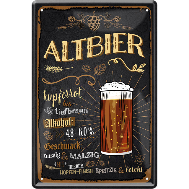 4252024214147 Schilderstore24 Schilderstore24 Blechschilder sind perfekt als Geschenk zu Weihnachten, Geburtstage, Feiern, Partys, Grillabende, Namenstag, Feiertag, Mädelsabend, Hochzeit. Jederzeit stilvoll im Wohnzimmer, Partykeller, Garage, Praxis, Büro, Café, Hauseingang Alkohol Kasten Bier Saufen Getränk Bier Alkohol schaumkrone promille hopfen	 ''Altbier (ein Glas, schwarz)''		20x30cm