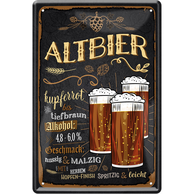 4252024214123 Schilderstore24 Schilderstore24 Blechschilder sind perfekt als Geschenk zu Weihnachten, Geburtstage, Feiern, Partys, Grillabende, Namenstag, Feiertag, Mädelsabend, Hochzeit. Jederzeit stilvoll im Wohnzimmer, Partykeller, Garage, Praxis, Büro, Café, Hauseingang Alkohol Kasten Bier Saufen Getränk Bier Alkohol schaumkrone promille hopfen	 ''Altbier (drei Gläser, schwarz)''		20x30cm