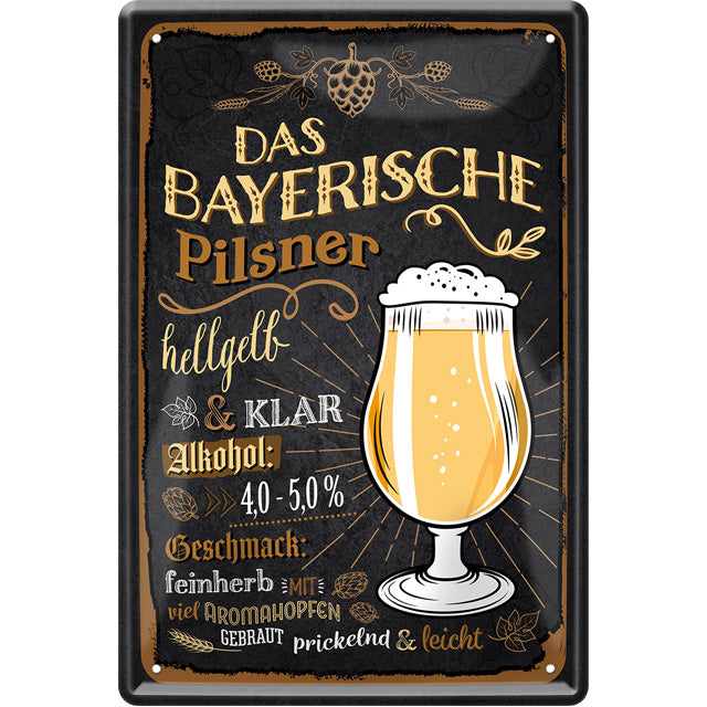 4252024214239 Schilderstore24 Schilderstore24 Blechschilder sind perfekt als Geschenk zu Weihnachten, Geburtstage, Feiern, Partys, Grillabende, Namenstag, Feiertag, Mädelsabend, Hochzeit. Jederzeit stilvoll im Wohnzimmer, Partykeller, Garage, Praxis, Büro, Café, Hauseingang Alkohol Kasten Bier Saufen Getränk Bier Alkohol schaumkrone promille hopfen	 ''Das bayerische Pilsner (dickes Glas)''		20x30cm