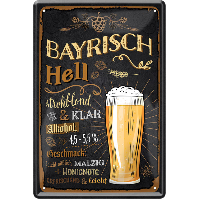 4252024214178 Schilderstore24 Schilderstore24 Blechschilder sind perfekt als Geschenk zu Weihnachten, Geburtstage, Feiern, Partys, Grillabende, Namenstag, Feiertag, Mädelsabend, Hochzeit. Jederzeit stilvoll im Wohnzimmer, Partykeller, Garage, Praxis, Büro, Café, Hauseingang Alkohol Kasten Bier Saufen Getränk Bier Alkohol schaumkrone promille hopfen	 ''Bayrisch Hell''		20x30cm