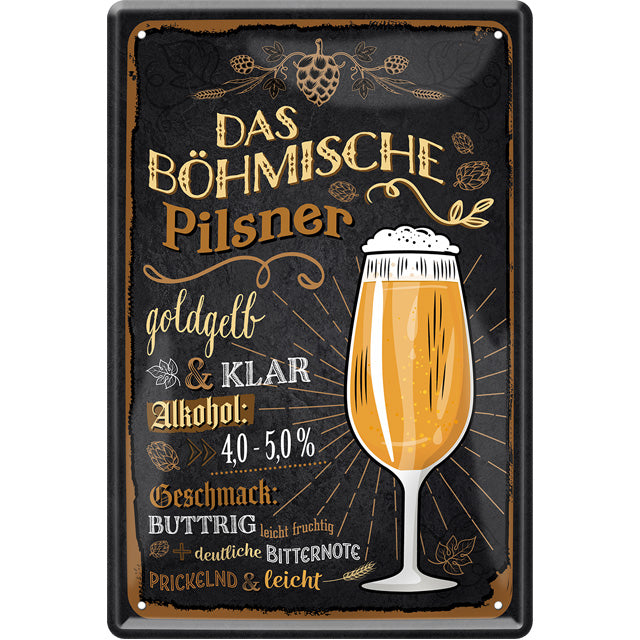 4252024214260 Schilderstore24 	Schilderstore24 Blechschilder sind perfekt als Geschenk zu Weihnachten, Geburtstage, Feiern, Partys, Grillabende, Namenstag, Feiertag, Mädelsabend, Hochzeit. Jederzeit stilvoll im Wohnzimmer, Partykeller, Garage, Praxis, Büro, Café, Hauseingang Alkohol Kasten Bier Saufen Getränk Bier Alkohol schaumkrone promille hopfen ''Das Böhmisch Pilsner ohne Flasche''		20x30cm