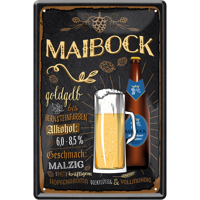 4252024214352 Schilderstore24 	Schilderstore24 Blechschilder sind perfekt als Geschenk zu Weihnachten, Geburtstage, Feiern, Partys, Grillabende, Namenstag, Feiertag, Mädelsabend, Hochzeit. Jederzeit stilvoll im Wohnzimmer, Partykeller, Garage, Praxis, Büro, Café, Hauseingang Alkohol Kasten Bier Saufen Getränk Bier Alkohol schaumkrone promille hopfen ''Maibock''		20x30cm