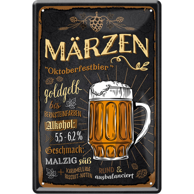 4252024214376 Schilderstore24 	Schilderstore24 Blechschilder sind perfekt als Geschenk zu Weihnachten, Geburtstage, Feiern, Partys, Grillabende, Namenstag, Feiertag, Mädelsabend, Hochzeit. Jederzeit stilvoll im Wohnzimmer, Partykeller, Garage, Praxis, Büro, Café, Hauseingang Alkohol Kasten Bier Saufen Getränk Bier Alkohol schaumkrone promille hopfen ''Märzen''		20x30cm