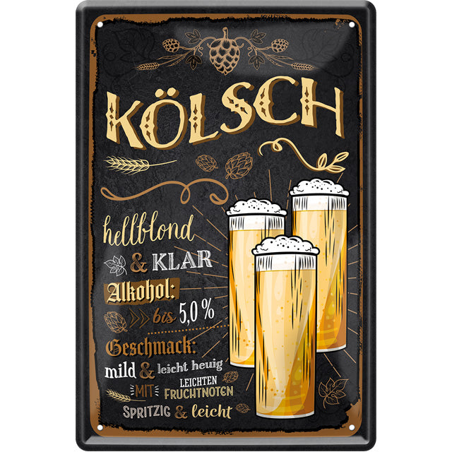 4252024214338 Schilderstore24 Schilderstore24 Blechschilder sind perfekt als Geschenk zu Weihnachten, Geburtstage, Feiern, Partys, Grillabende, Namenstag, Feiertag, Mädelsabend, Hochzeit. Jederzeit stilvoll im Wohnzimmer, Partykeller, Garage, Praxis, Büro, Café, Hauseingang Alkohol Kasten Bier Saufen Getränk Bier Alkohol schaumkrone promille hopfen	 ''Kölsch (drei Gläser)''		20x30cm