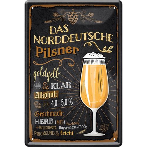 4252024214291 Schilderstore24 Schilderstore24 Blechschilder sind perfekt als Geschenk zu Weihnachten, Geburtstage, Feiern, Partys, Grillabende, Namenstag, Feiertag, Mädelsabend, Hochzeit. Jederzeit stilvoll im Wohnzimmer, Partykeller, Garage, Praxis, Büro, Café, Hauseingang Alkohol Kasten Bier Saufen Getränk Bier Alkohol schaumkrone promille hopfen	 ''Das Norddeutsche Pilsner (Glas)''		20x30cm
