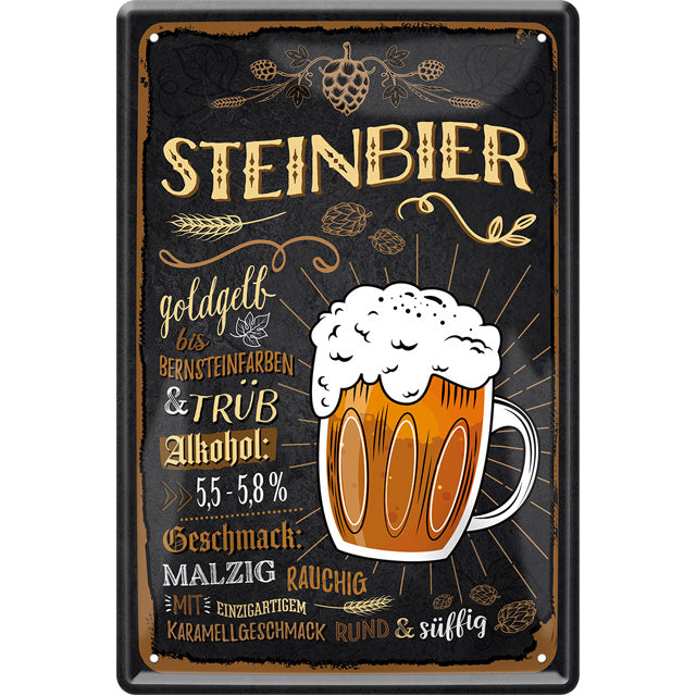 4252024214482 Schilderstore24 Schilderstore24 Blechschilder sind perfekt als Geschenk zu Weihnachten, Geburtstage, Feiern, Partys, Grillabende, Namenstag, Feiertag, Mädelsabend, Hochzeit. Jederzeit stilvoll im Wohnzimmer, Partykeller, Garage, Praxis, Büro, Café, Hauseingang Alkohol Kasten Bier Saufen Getränk Bier Alkohol schaumkrone promille hopfen	 ''Steinbier goldgelb''		20x30cm