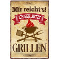 4252024215953 Schilderstore24 Schilderstore24 Blechschilder sind perfekt als Geschenk zu Weihnachten, Geburtstage, Feiern, Partys, Grillabende, Namenstag, Feiertag, Mädelsabend, Hochzeit. Jederzeit stilvoll im Wohnzimmer, Partykeller, Garage, Praxis, Büro, Café, Hauseingang Lebensmittel Kaffee Kuchen Tee Grill crepes teigware süßigkeit essen grill wurst	 ''Mir reicht´s! Grillen''		20x30cm