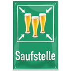 4252024214444 Schilderstore24 	Schilderstore24 Blechschilder sind perfekt als Geschenk zu Weihnachten, Geburtstage, Feiern, Partys, Grillabende, Namenstag, Feiertag, Mädelsabend, Hochzeit. Jederzeit stilvoll im Wohnzimmer, Partykeller, Garage, Praxis, Büro, Café, Hauseingang Alkohol Kasten Bier Saufen Getränk Bier Alkohol schaumkrone promille hopfen ''Saufstelle''		20x30cm