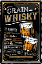 4252024215076 Schilderstore24 Blechschilder sind perfekt als Geschenk zu Weihnachten, Geburtstage, Feiern, Partys, Grillabende, Namenstag, Feiertag, Mädelsabend, Hochzeit. Jederzeit stilvoll im Wohnzimmer, Partykeller, Garage, Praxis, Büro, Café, Hauseingang Alkohol Cocktail Whiskey Getränk Bier Alkohol schnaps promille tequila   	 ''Grain Whiskey''