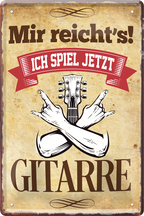 4252024218633 Schilderstore24 Blechschilder sind perfekt als Geschenk zu Weihnachten, Geburtstage, Feiern, Partys, Grillabende, Namenstag, Feiertag, Mädelsabend, Hochzeit. Jederzeit stilvoll im Wohnzimmer, Partykeller, Garage, Praxis, Büro, Café, Hauseingang Musik Metall Rock Pop Klassik musik metall rock lieder melodie instrumente	 ''Mir reicht`s Gitarre''