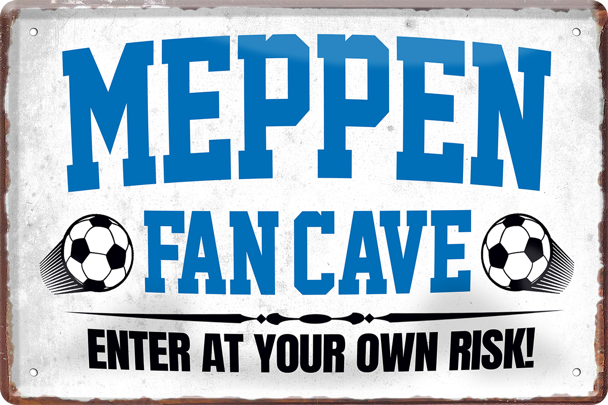 4252024217148	Schilderstore24 	 ''Meppen Fan Cave'' Schilderstore24 Blechschilder sind perfekt als Geschenk zu Weihnachten, Geburtstage, Feiern, Partys, Grillabende, Namenstag, Feiertag, Mädelsabend, Hochzeit. Jederzeit stilvoll im Wohnzimmer, Partykeller, Garage, Praxis, Büro, Café, Hauseingang Fußball Mannschaft Verein Bolzen Ball sport liga kicken stadion freizeit