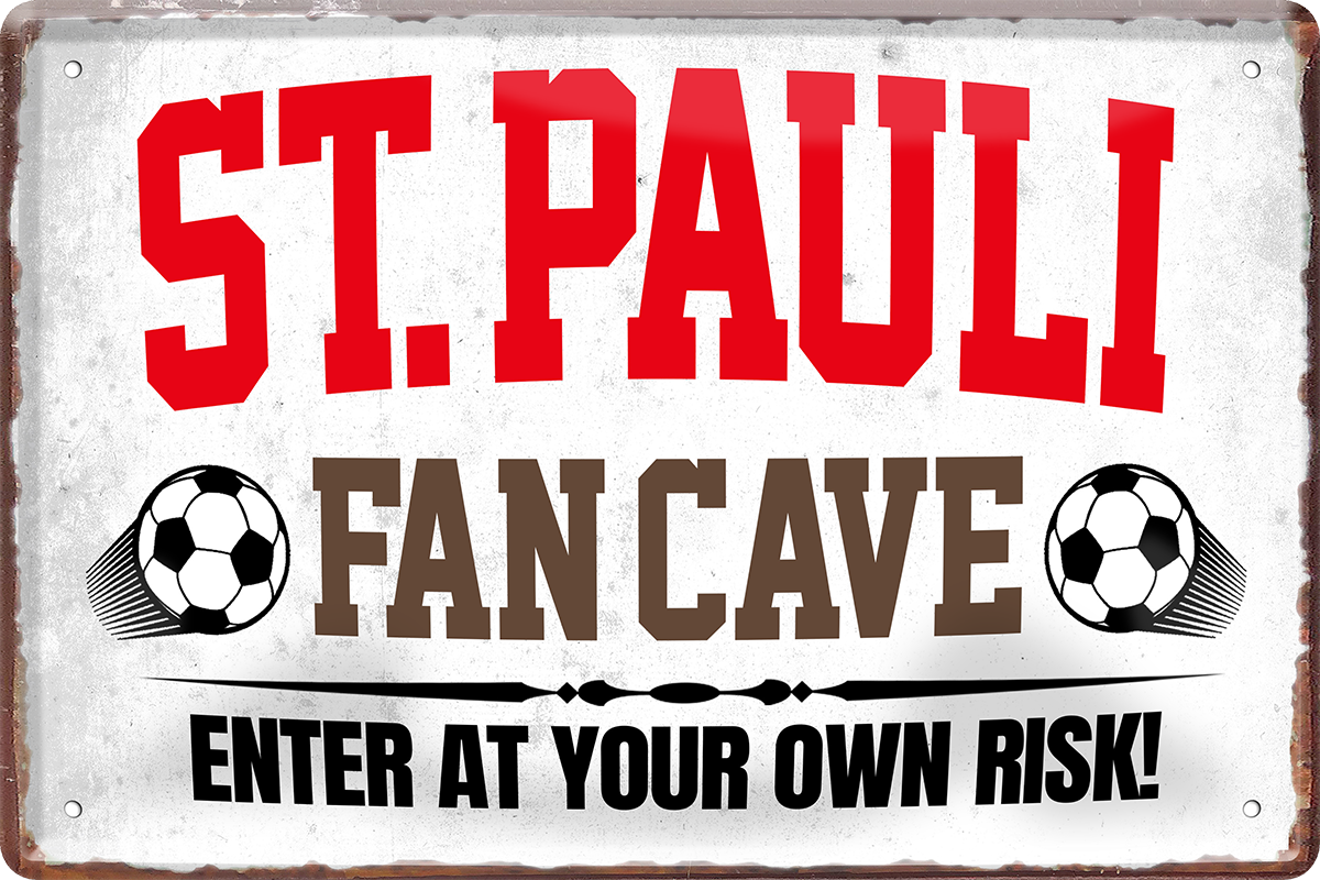 4252024217278	Schilderstore24 	 ''St. Pauli Fan Cave'' Schilderstore24 Blechschilder sind perfekt als Geschenk zu Weihnachten, Geburtstage, Feiern, Partys, Grillabende, Namenstag, Feiertag, Mädelsabend, Hochzeit. Jederzeit stilvoll im Wohnzimmer, Partykeller, Garage, Praxis, Büro, Café, Hauseingang Fußball Mannschaft Verein Bolzen Ball sport liga kicken stadion freizeit