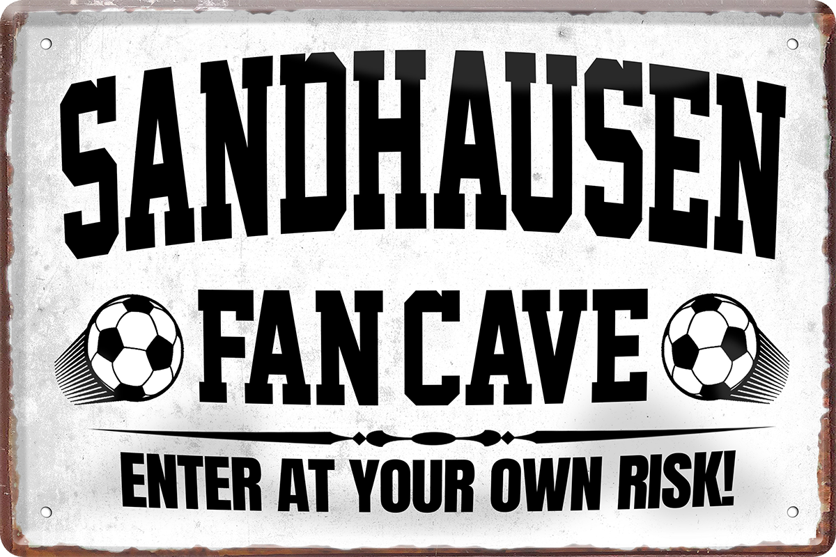 4252024217247	Schilderstore24 	 ''Sandhausen Fan Cave'' Schilderstore24 Blechschilder sind perfekt als Geschenk zu Weihnachten, Geburtstage, Feiern, Partys, Grillabende, Namenstag, Feiertag, Mädelsabend, Hochzeit. Jederzeit stilvoll im Wohnzimmer, Partykeller, Garage, Praxis, Büro, Café, Hauseingang Fußball Mannschaft Verein Bolzen Ball sport liga kicken stadion freizeit