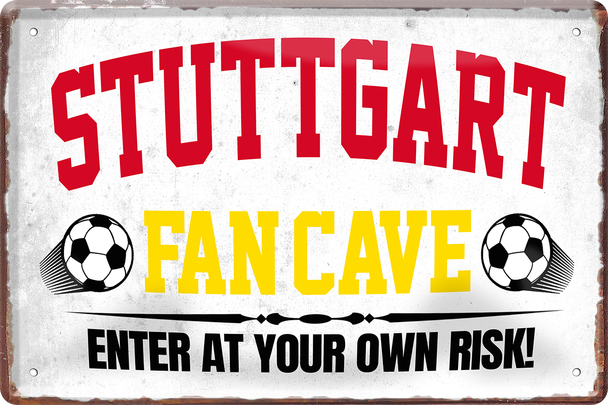 4252024217285	Schilderstore24 	 ''Stuttgart Fan Cave'' Schilderstore24 Blechschilder sind perfekt als Geschenk zu Weihnachten, Geburtstage, Feiern, Partys, Grillabende, Namenstag, Feiertag, Mädelsabend, Hochzeit. Jederzeit stilvoll im Wohnzimmer, Partykeller, Garage, Praxis, Büro, Café, Hauseingang Fußball Mannschaft Verein Bolzen Ball sport liga kicken stadion freizeit