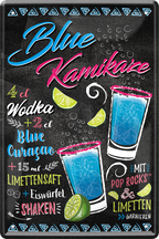 4252024214864	Geschenk Weihnachten, Geburtstage, Feiern, Partys, Grillabende, Namenstag, Feiertag, Mädelsabend, Hochzeit Wohnzimmer, Partykeller, Garage, Praxis, Büro, Café, Hauseingang Alkohol Cocktail Likör Sekt Getränk Alkohol promille schnaps saufen cocktailsSchilderstore24 	 ''Blue Kamikaze''
