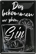 4252024236118		 ''Das bekommen wir schon Gin (schwarz)'' Schilderstore24 Blechschilder sind perfekt als Geschenk zu Weihnachten, Geburtstage, Feiern, Partys, Grillabende, Namenstag, Feiertag, Mädelsabend, Hochzeit. Jederzeit stilvoll im Wohnzimmer, Partykeller, Garage, Praxis, Büro, Café, Hauseingang Alkohol Cocktail Likör Sekt Getränk Alkohol promille schnaps saufen cocktails