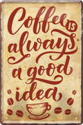 4252024236316		 ''Coffee is always a good idea'' Schilderstore24 Blechschilder sind perfekt als Geschenk zu Weihnachten, Geburtstage, Feiern, Partys, Grillabende, Namenstag, Feiertag, Mädelsabend, Hochzeit. Jederzeit stilvoll im Wohnzimmer, Partykeller, Garage, Praxis, Büro, Café, Hauseingang Lebensmittel Kaffee Kuchen Sucht café coffee kaffeemaschine getränk essen