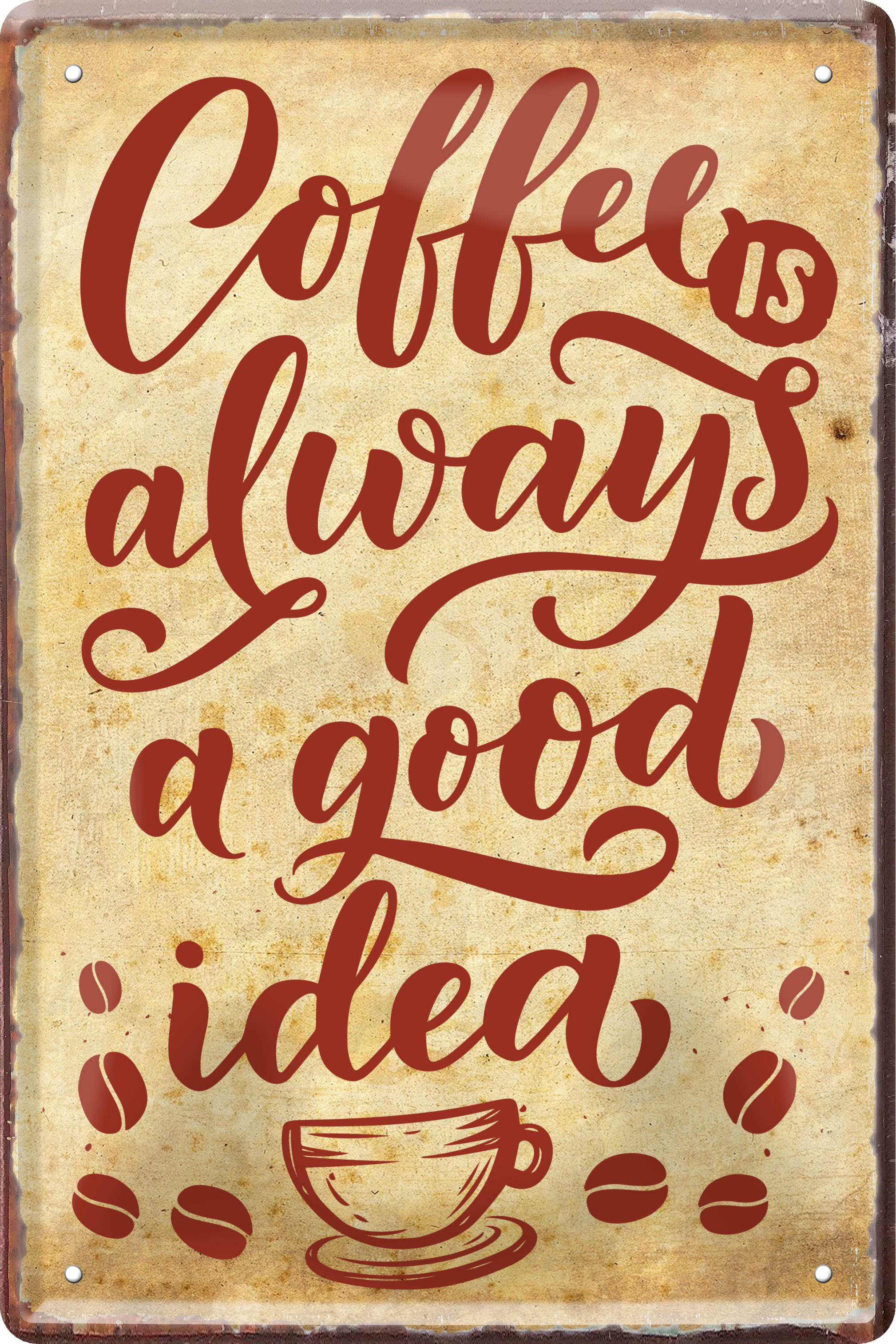 4252024236316		 ''Coffee is always a good idea'' Schilderstore24 Blechschilder sind perfekt als Geschenk zu Weihnachten, Geburtstage, Feiern, Partys, Grillabende, Namenstag, Feiertag, Mädelsabend, Hochzeit. Jederzeit stilvoll im Wohnzimmer, Partykeller, Garage, Praxis, Büro, Café, Hauseingang Lebensmittel Kaffee Kuchen Sucht café coffee kaffeemaschine getränk essen