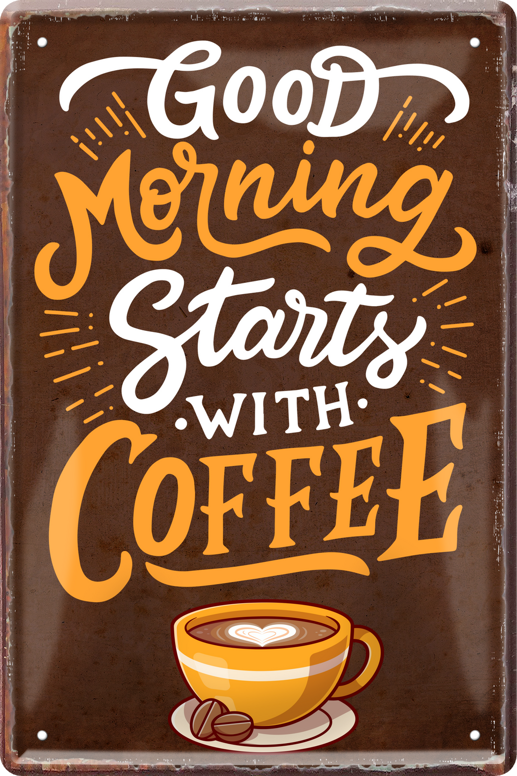 4252024236323		 ''Good morning starts with coffee'' Schilderstore24 Blechschilder sind perfekt als Geschenk zu Weihnachten, Geburtstage, Feiern, Partys, Grillabende, Namenstag, Feiertag, Mädelsabend, Hochzeit. Jederzeit stilvoll im Wohnzimmer, Partykeller, Garage, Praxis, Büro, Café, Hauseingang Lebensmittel Kaffee Kuchen Sucht café coffee kaffeemaschine getränk essen