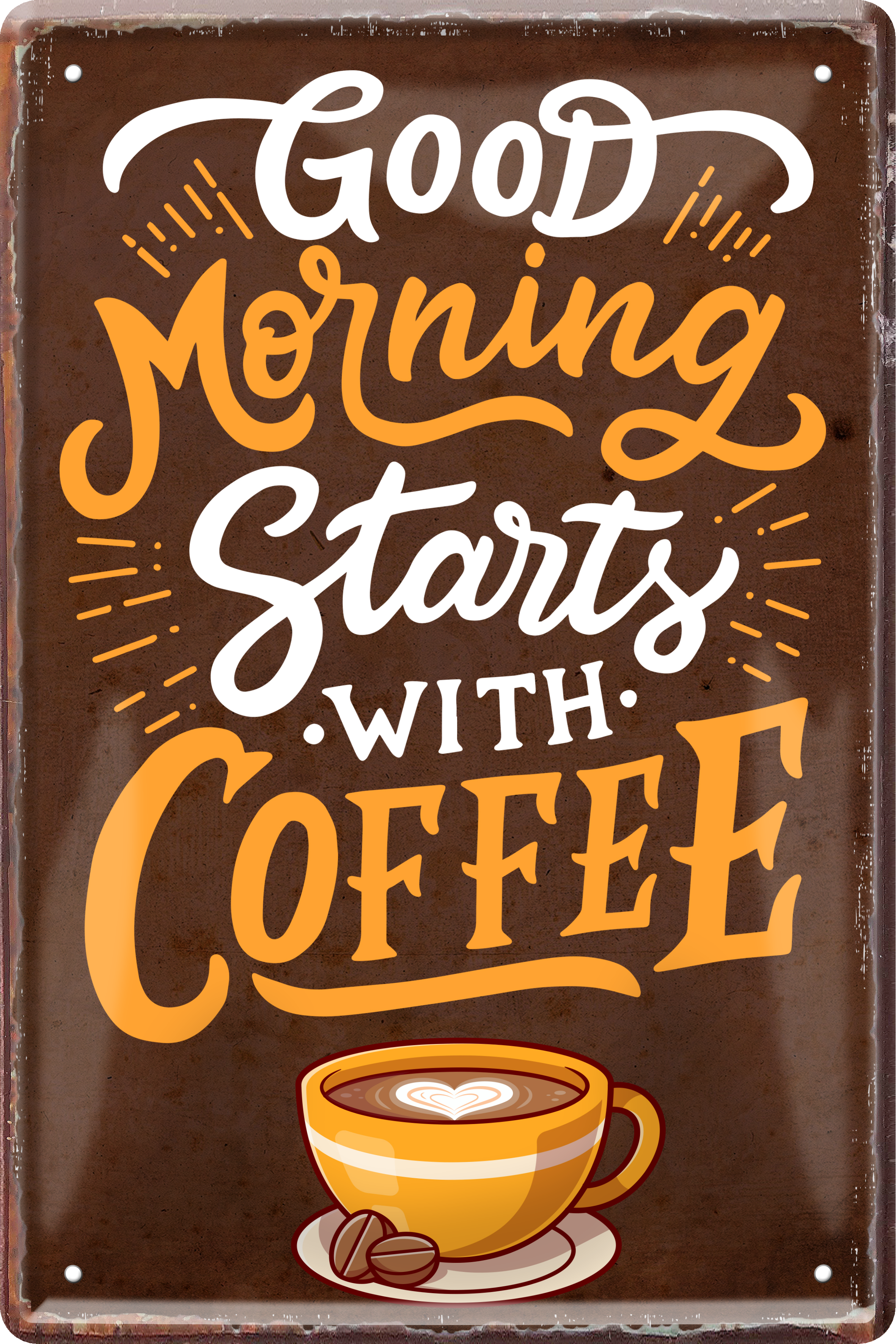 4252024236323		 ''Good morning starts with coffee'' Schilderstore24 Blechschilder sind perfekt als Geschenk zu Weihnachten, Geburtstage, Feiern, Partys, Grillabende, Namenstag, Feiertag, Mädelsabend, Hochzeit. Jederzeit stilvoll im Wohnzimmer, Partykeller, Garage, Praxis, Büro, Café, Hauseingang Lebensmittel Kaffee Kuchen Sucht café coffee kaffeemaschine getränk essen