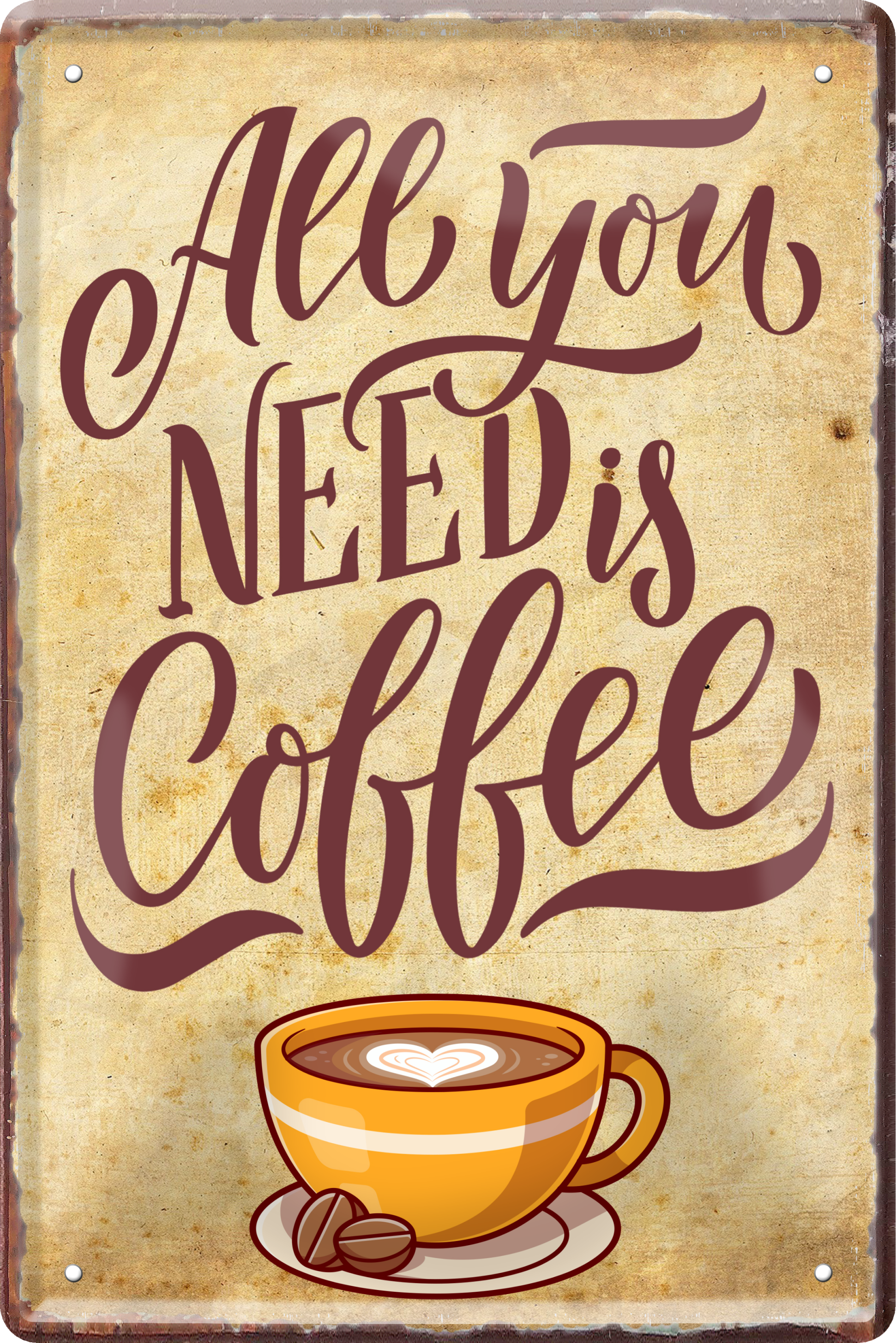 4252024236286		 ''All you need is coffee'' Schilderstore24 Blechschilder sind perfekt als Geschenk zu Weihnachten, Geburtstage, Feiern, Partys, Grillabende, Namenstag, Feiertag, Mädelsabend, Hochzeit. Jederzeit stilvoll im Wohnzimmer, Partykeller, Garage, Praxis, Büro, Café, Hauseingang Lebensmittel Kaffee Kuchen Sucht café coffee kaffeemaschine getränk essen