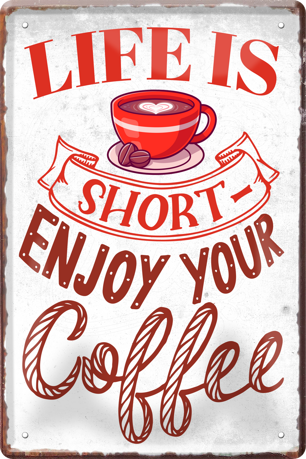4252024236354		 ''Life is short enjoy your coffee'' Schilderstore24 Blechschilder sind perfekt als Geschenk zu Weihnachten, Geburtstage, Feiern, Partys, Grillabende, Namenstag, Feiertag, Mädelsabend, Hochzeit. Jederzeit stilvoll im Wohnzimmer, Partykeller, Garage, Praxis, Büro, Café, Hauseingang Lebensmittel Kaffee Kuchen Sucht café coffee kaffeemaschine getränk essen