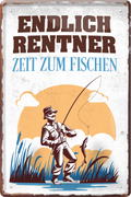 4252024236002		 ''Endlich Rentner. Zeit zum Angeln'' Schilderstore24 Blechschilder sind perfekt als Geschenk zu Weihnachten, Geburtstage, Feiern, Partys, Grillabende, Namenstag, Feiertag, Mädelsabend, Hochzeit. Jederzeit stilvoll im Wohnzimmer, Partykeller, Garage, Praxis, Büro, Café, Hauseingang Angeln Fischen Meerestier Bootsausflug see meer fisch wasser angeln fischen