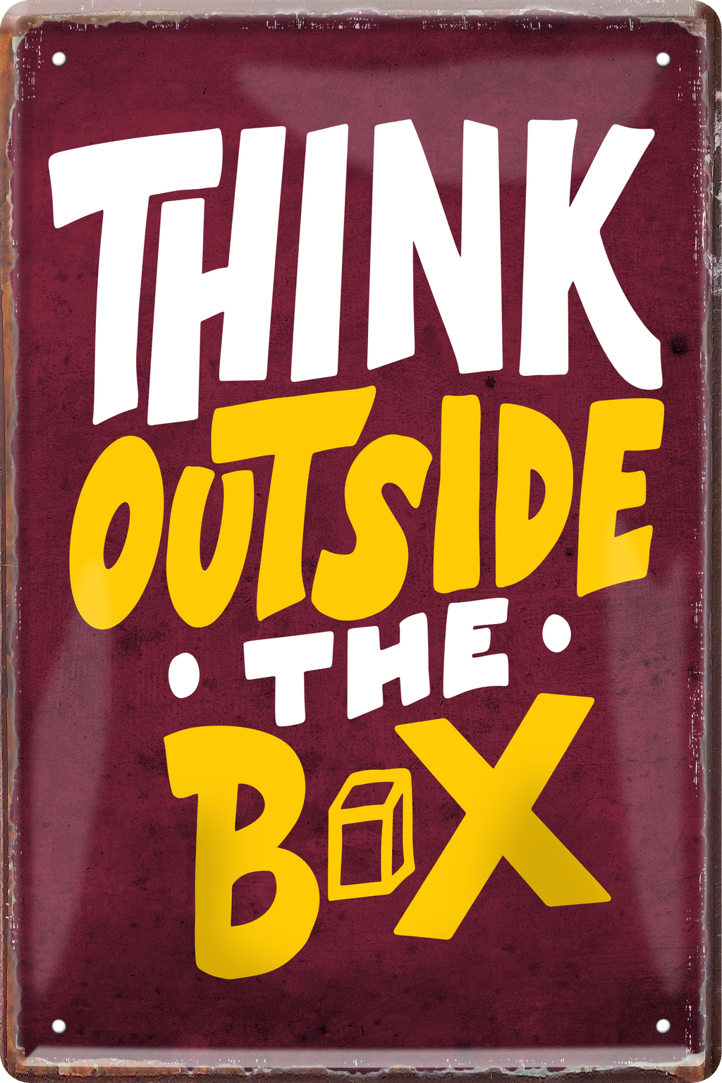 4252024236422		 ''Think outside the box'' Schilderstore24 Blechschilder sind perfekt als Geschenk zu Weihnachten, Geburtstage, Feiern, Partys, Grillabende, Namenstag, Feiertag, Mädelsabend, Hochzeit. Jederzeit stilvoll im Wohnzimmer, Partykeller, Garage, Praxis, Büro, Café, Hauseingang Weisheiten Leben Sprichwörter Tipp wahrheit sprichwort tiefsinnig ratschlag
