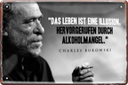 4252024236392		 ''Das leben ist eine Illusion (Bukowski)'' Schilderstore24 Blechschilder sind perfekt als Geschenk zu Weihnachten, Geburtstage, Feiern, Partys, Grillabende, Namenstag, Feiertag, Mädelsabend, Hochzeit. Jederzeit stilvoll im Wohnzimmer, Partykeller, Garage, Praxis, Büro, Café, Hauseingang Weisheiten Leben Sprichwörter Tipp wahrheit sprichwort tiefsinnig ratschlag
