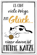 4252024236279		 ''Es gibt viele Wege zum Glück Katze'' Schilderstore24 Blechschilder sind perfekt als Geschenk zu Weihnachten, Geburtstage, Feiern, Partys, Grillabende, Namenstag, Feiertag, Mädelsabend, Hochzeit Wohnzimmer, Partykeller, Garage, Praxis, Büro, Café, Hauseingang Haustier Tier Freund knuddelig Zuhause Katze Hund Hamster Meerschwein haustier