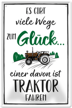 4252024236453		 ''Es gibt viele Wege zum Glück Traktor'' Schilderstore24 Blechschilder sind perfekt als Geschenk zu Weihnachten, Geburtstage, Feiern, Partys, Grillabende, Namenstag, Feiertag, Mädelsabend, Hochzeit. Jederzeit stilvoll im Wohnzimmer, Partykeller, Garage, Praxis, Büro, Café, Hauseingang Traktor Maschine Landmaschine Feld bauer landwirt landwirtschaft schlepper