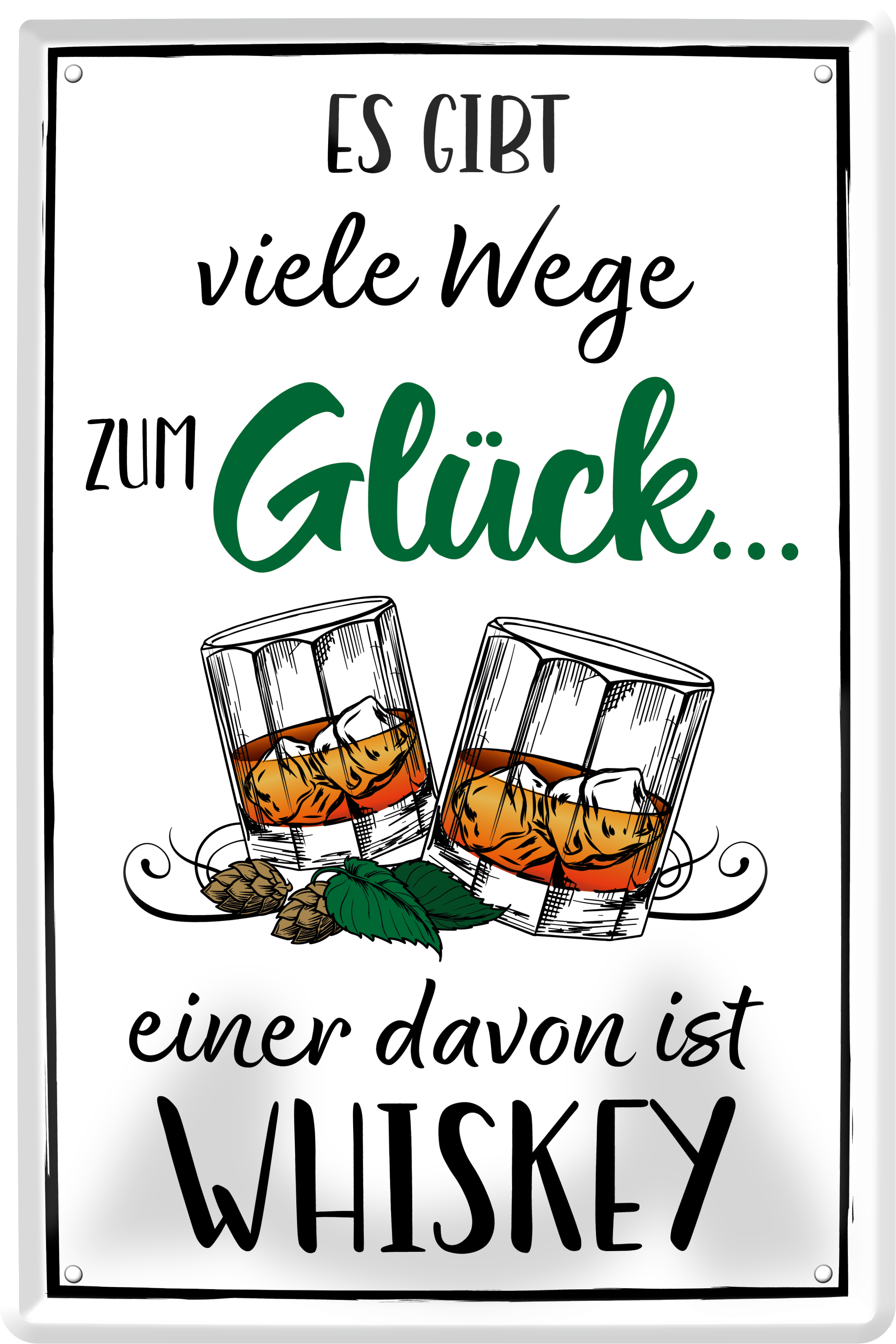 4252024235913		 ''Es gibt viele Wege zum Glück Whiskey'' Schilderstore24 Blechschilder sind perfekt als Geschenk zu Weihnachten, Geburtstage, Feiern, Partys, Grillabende, Namenstag, Feiertag, Mädelsabend, Hochzeit. Jederzeit stilvoll im Wohnzimmer, Partykeller, Garage, Praxis, Büro, Café, Hauseingang Alkohol Cocktail Bier Sekt Getränk Bier Alkohol schnaps promille tequila   