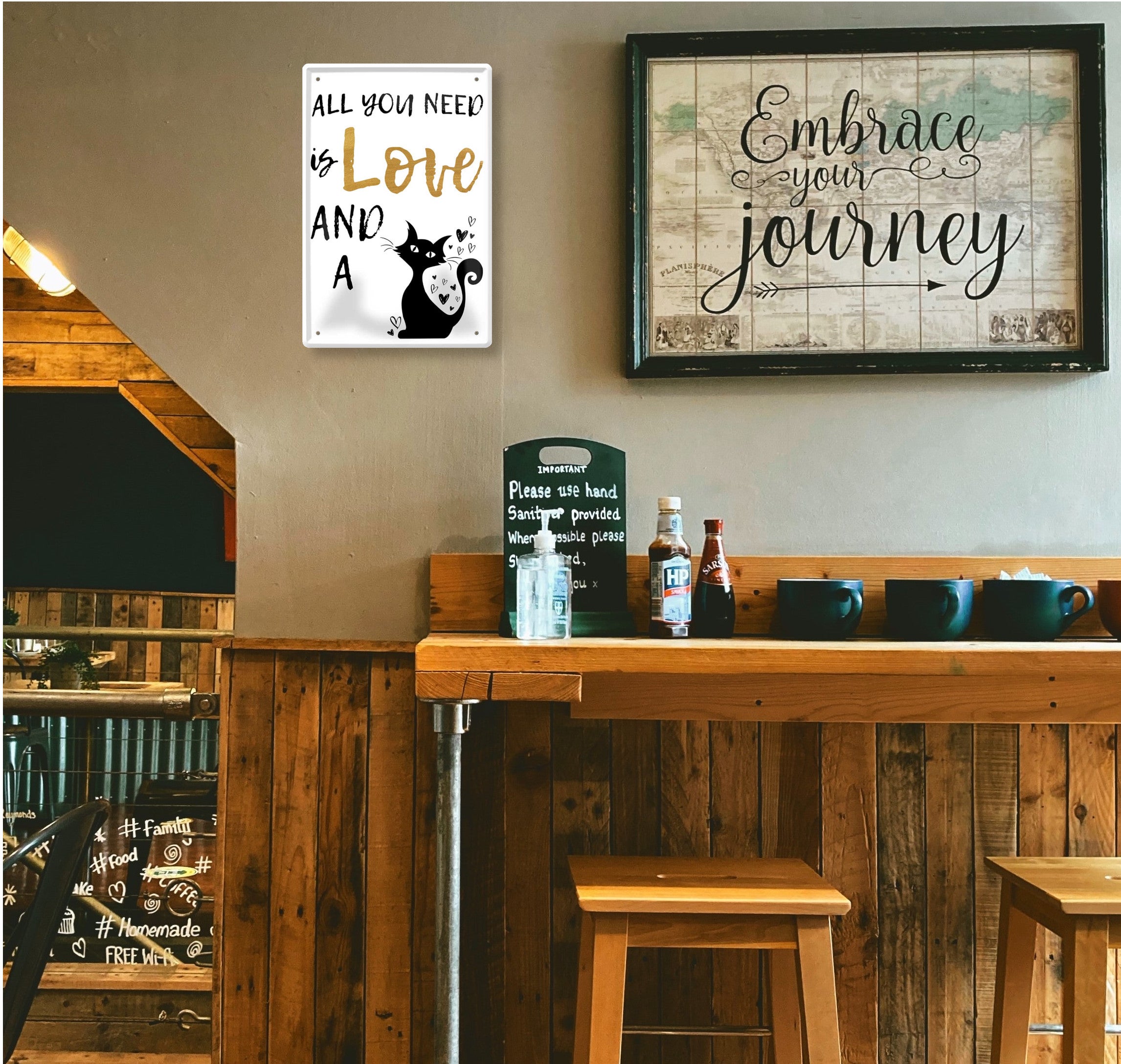 Blechschild ''All you need is love an an cat'' 20x30cm