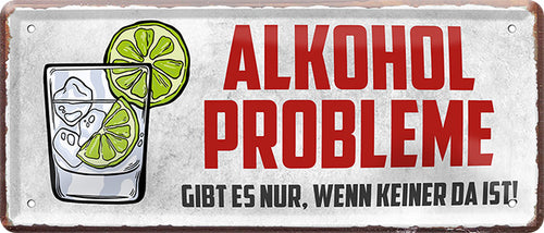 4252024222258 Schilderstore24 Schilderstore24 Blechschilder sind perfekt als Geschenk zu Weihnachten, Geburtstage, Feiern, Partys, Grillabende, Namenstag, Feiertag, Mädelsabend, Hochzeit. Jederzeit stilvoll im Wohnzimmer, Partykeller, Garage, Praxis, Büro, Café, Hauseingang Alkohol Cocktail Bier Sekt Getränk Bier Alkohol schnaps promille tequila   	 ''Alkohol Probleme (rote Schrift)''		28x12cm