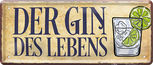 4252024222272 Schilderstore24 	Schilderstore24 Blechschilder sind perfekt als Geschenk zu Weihnachten, Geburtstage, Feiern, Partys, Grillabende, Namenstag, Feiertag, Mädelsabend, Hochzeit. Jederzeit stilvoll im Wohnzimmer, Partykeller, Garage, Praxis, Büro, Café, Hauseingang Alkohol Cocktail Bier Sekt Getränk Bier Alkohol schnaps promille tequila    ''Der Gin des Lebens''		28x12cm